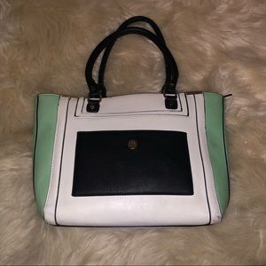 Madison West hand bag teal/white